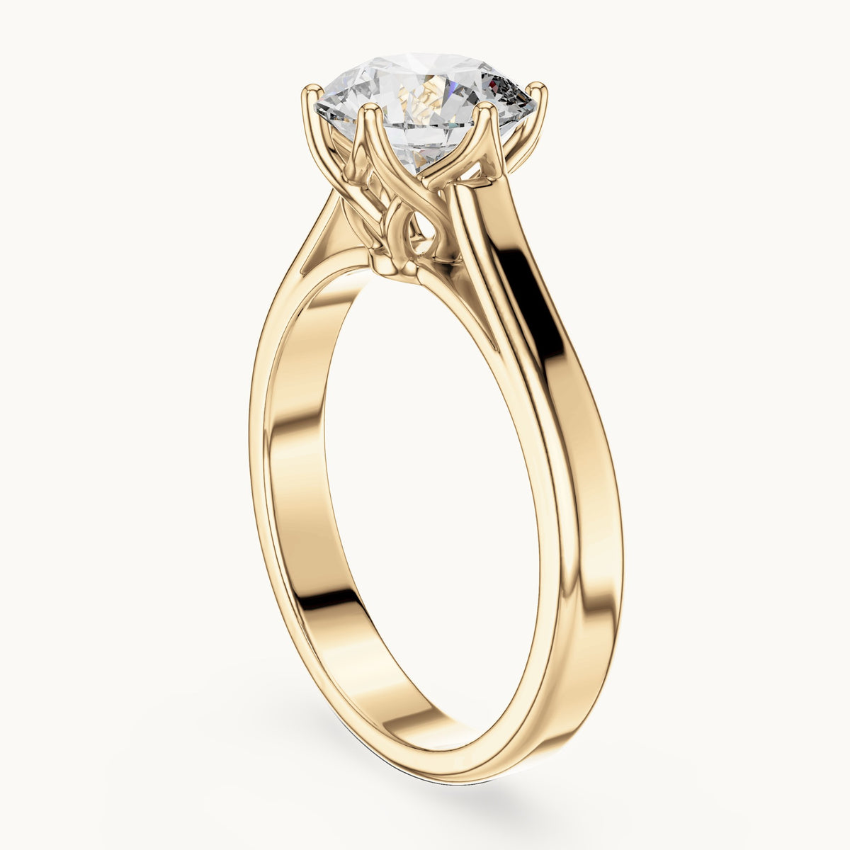 Round cut lab-grown diamond solitaire ring in 14K yellow gold, 1.00 CT TW, view 2