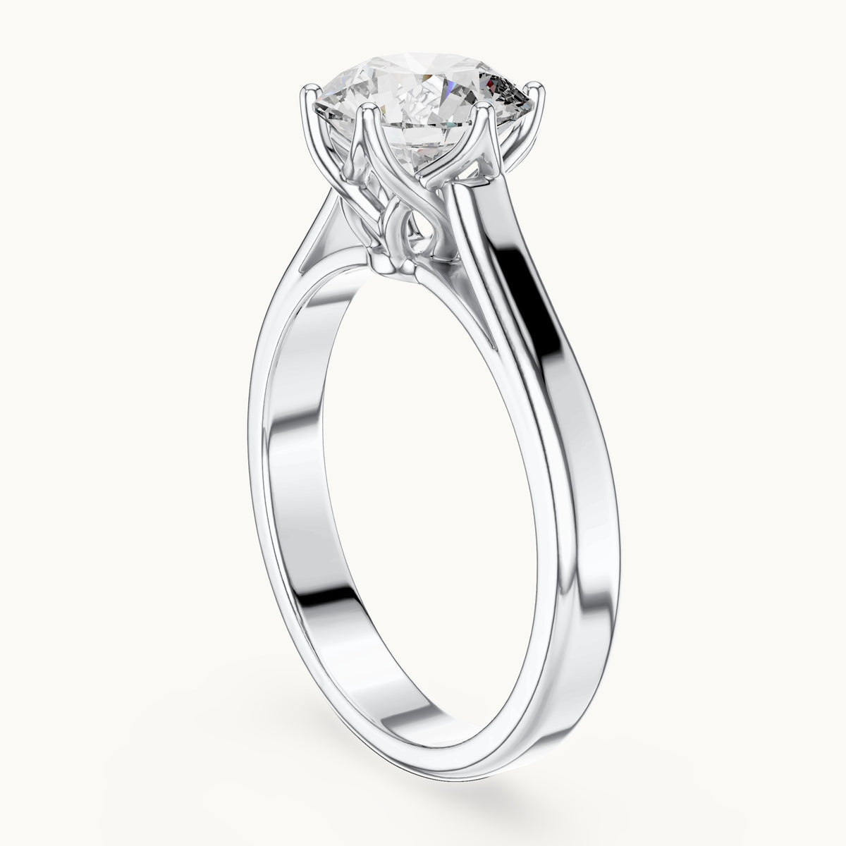Round cut lab-grown diamond solitaire ring in 14K white gold, 1.00 CT TW, view 1