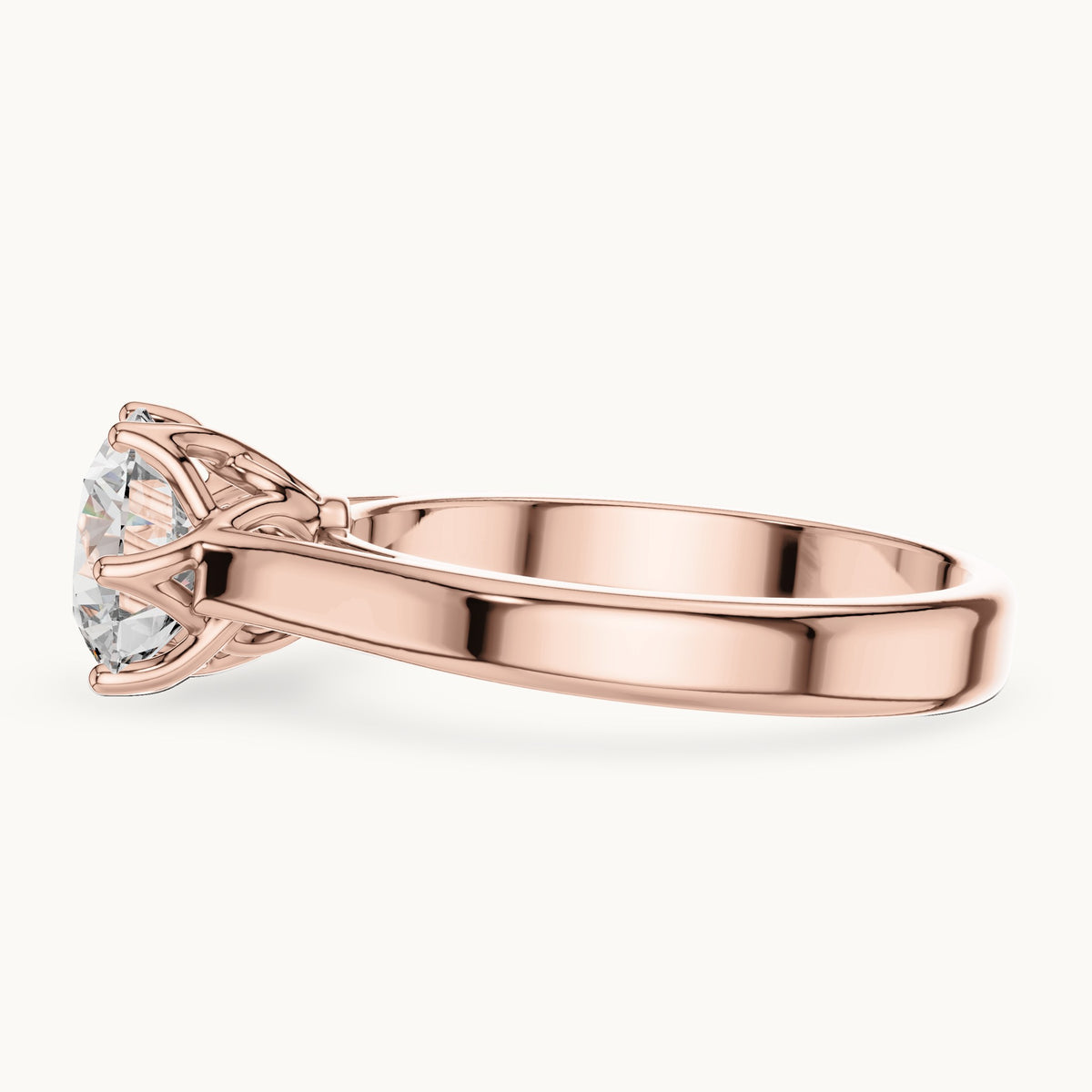 Round cut lab-grown diamond solitaire ring in 14K rose gold, 1.00 CT TW, view 2