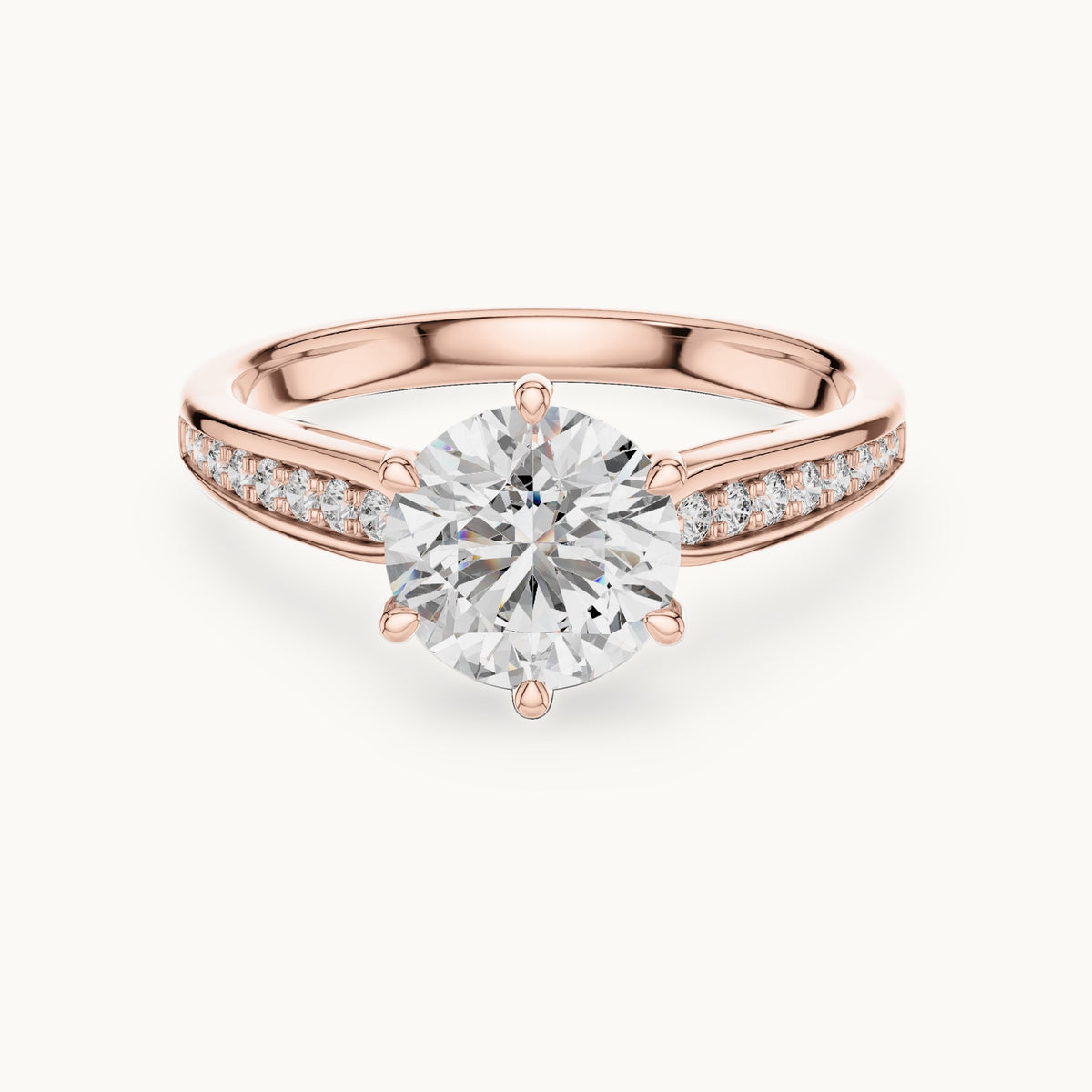 Round cut lab-grown diamond solitaire ring in 14K rose gold, 1.12 CT TW, view 3