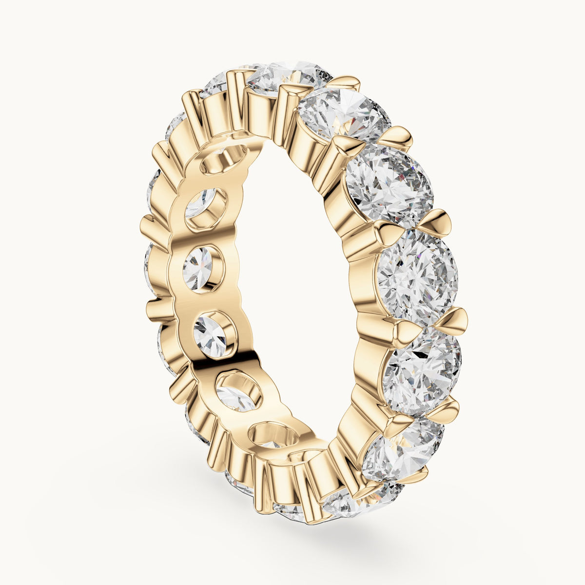 Round cut lab-grown diamond full eternity band in 14K yellow gold, 5.25 CT TW, view 2