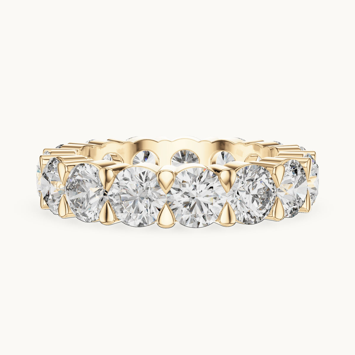 Round cut lab-grown diamond full eternity band in 14K yellow gold, 5.25 CT TW, view 3