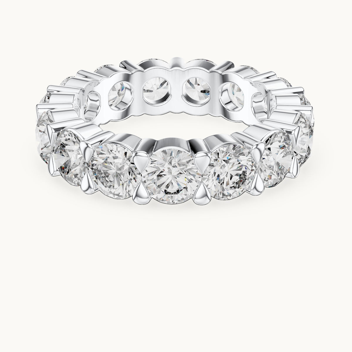 Round cut lab-grown diamond full eternity band in 14K white gold, 5.25 CT TW, view 3