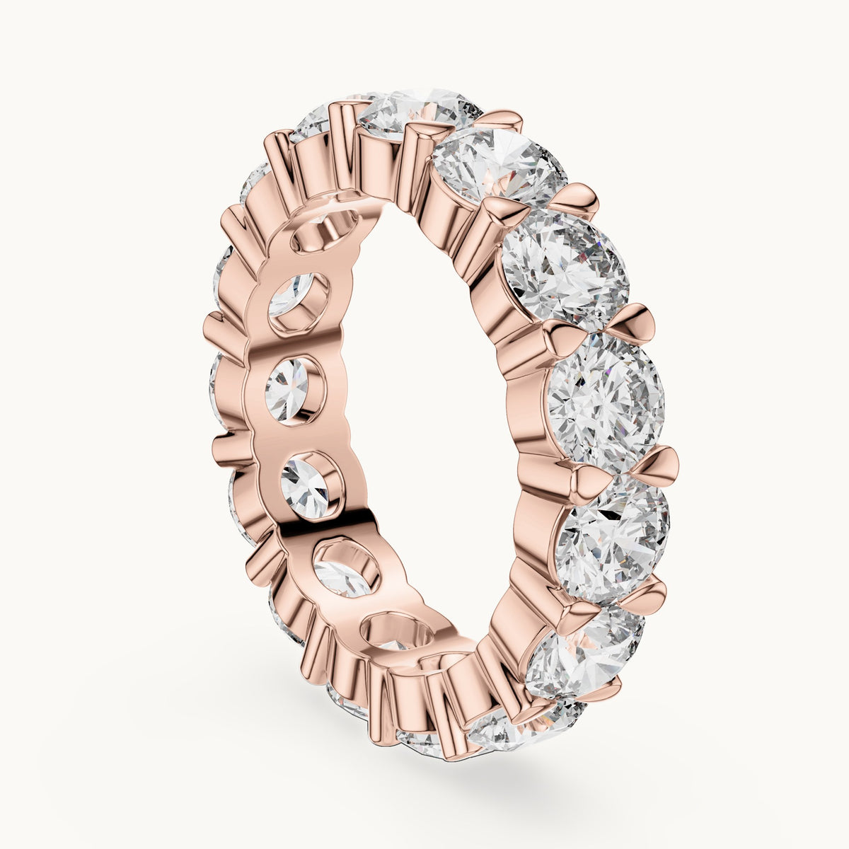 Round cut lab-grown diamond full eternity band in 14K rose gold, 5.25 CT TW, view 1