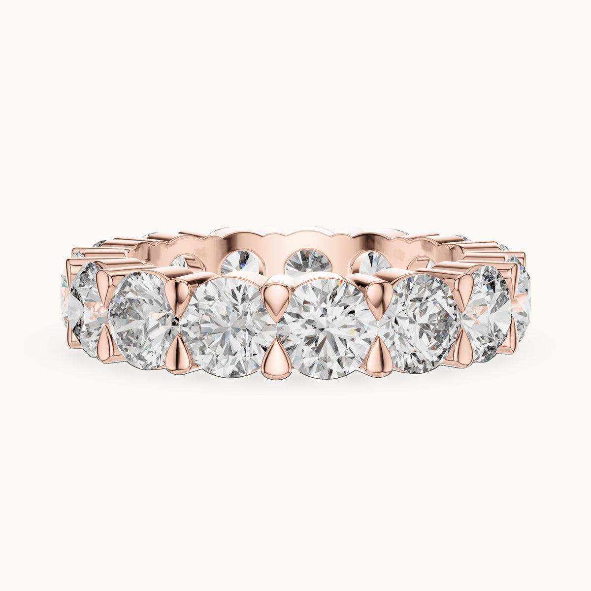 Round cut lab-grown diamond full eternity band in 14K rose gold, 5.25 CT TW, view 2