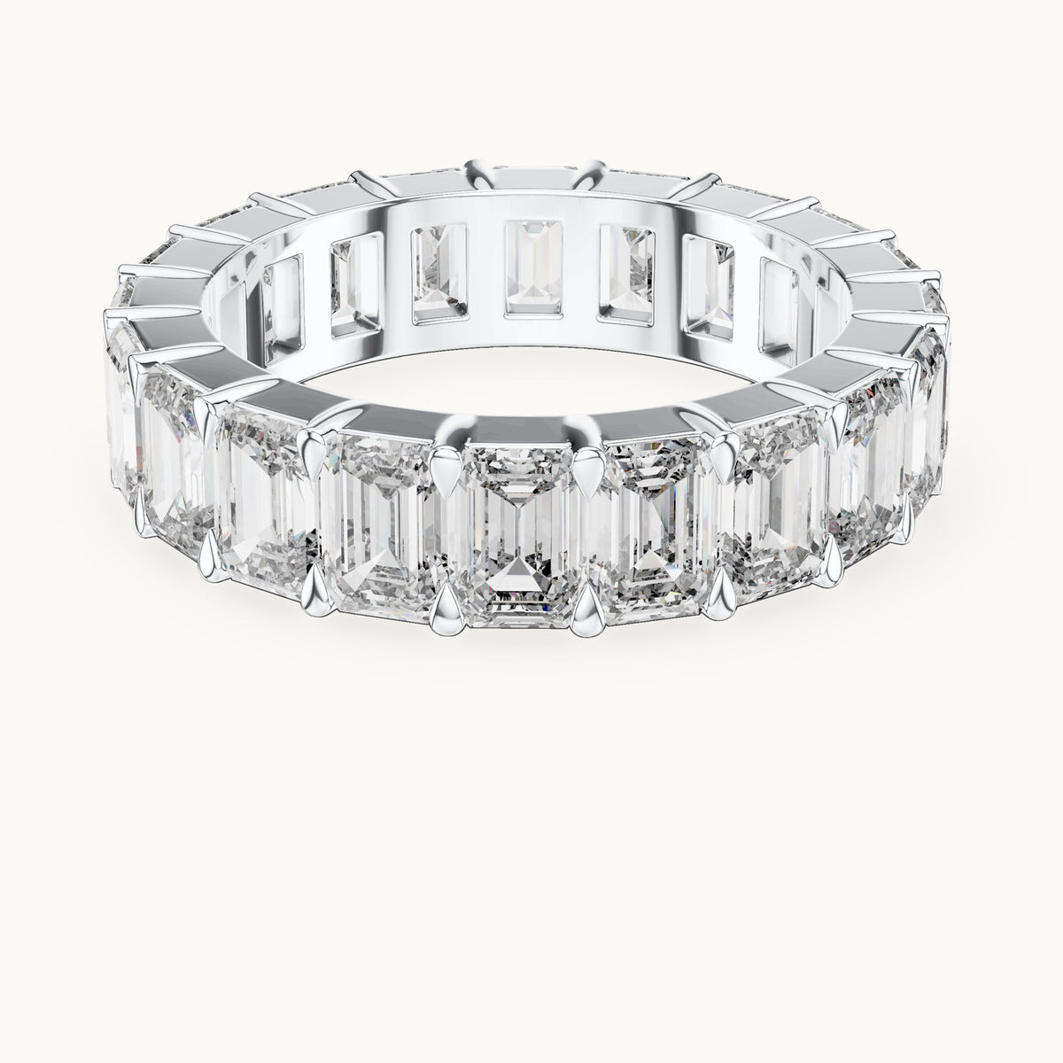 Emerald cut lab-grown diamond full eternity band in 14K white gold, 5.64 CT TW, view 3