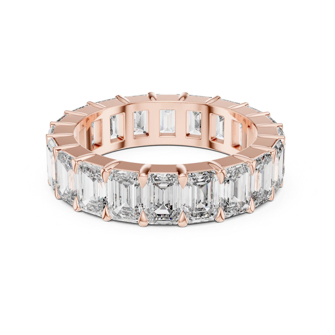 Emerald Cut Lab Grown Diamond Full Eternity Band, 5.64ct Total, Solid Gold