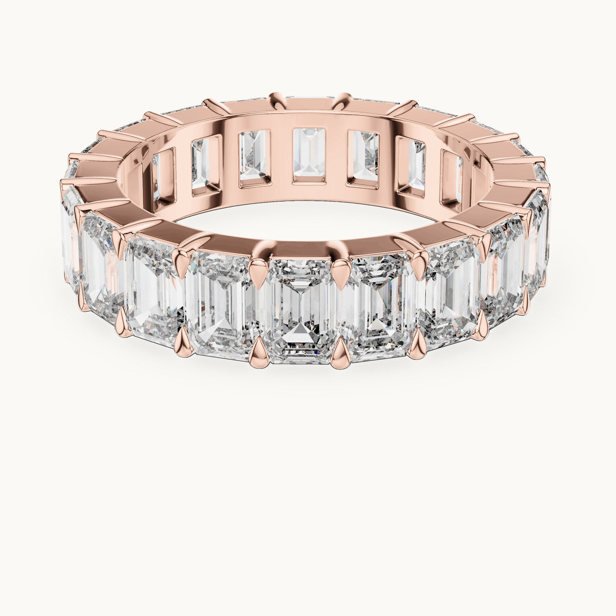 Emerald cut lab-grown diamond full eternity band in 14K rose gold, 5.64 CT TW, view 3
