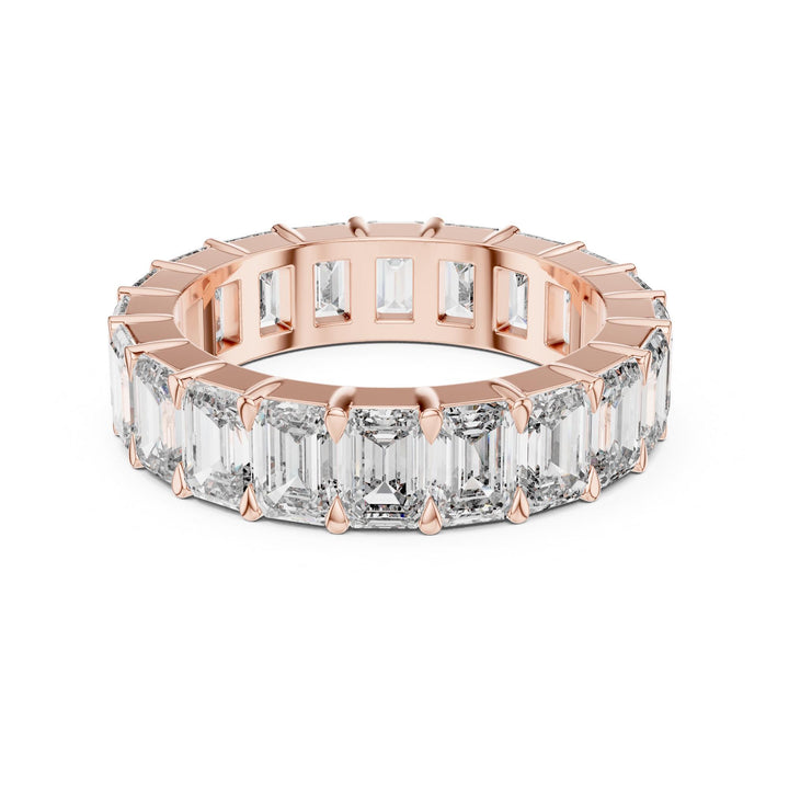 Emerald Cut Lab Grown Diamond Full Eternity Band, 5.64ct Total, Solid Gold