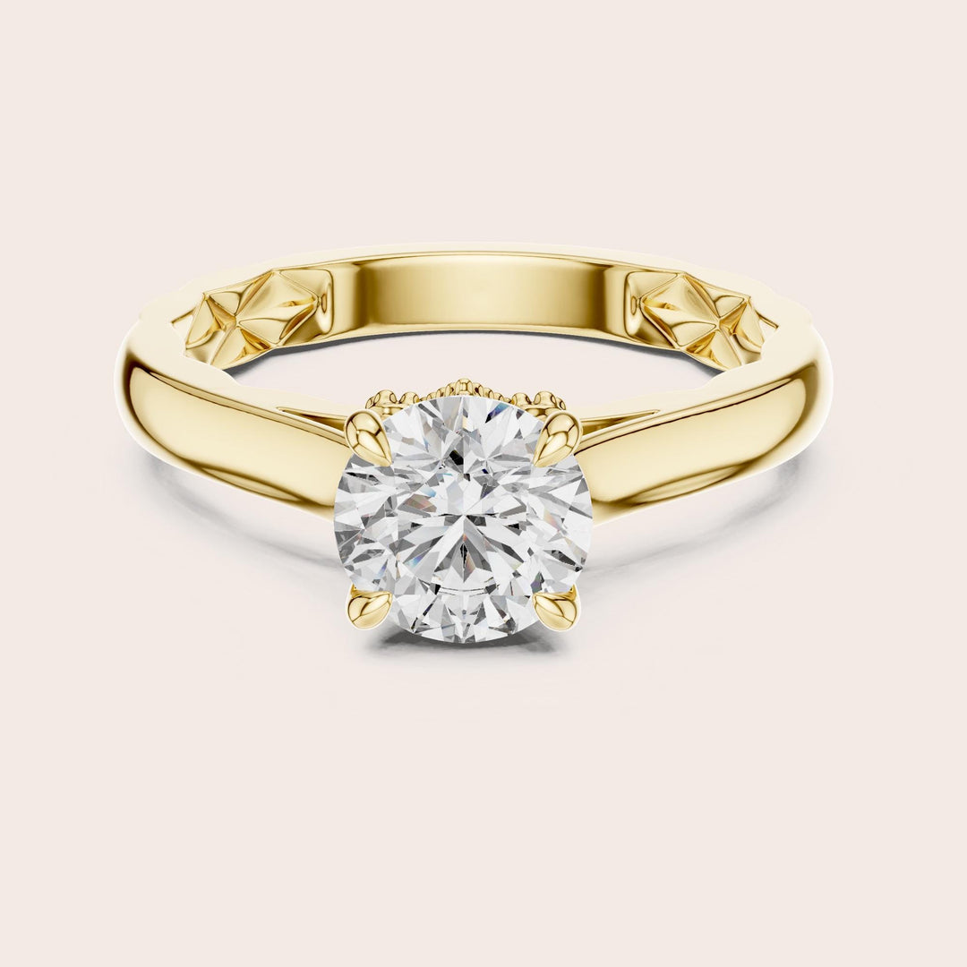 Round Cut Lab Grown Diamond Solitaire Ring, 1.02ct Total, Solid Gold