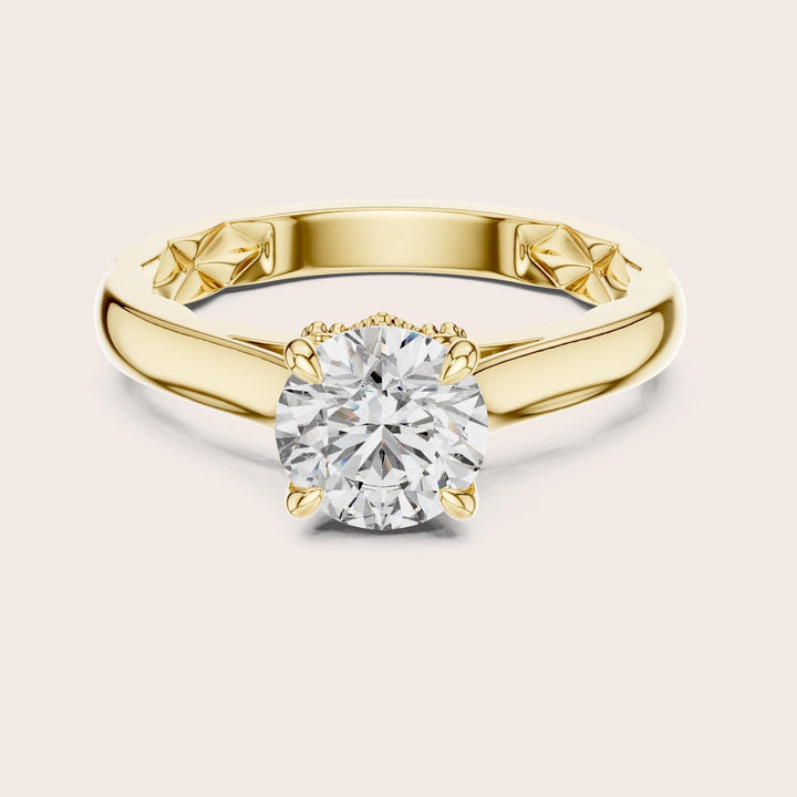 Round Cut Lab Grown Diamond Solitaire Ring, 1.02ct Total, Solid Gold