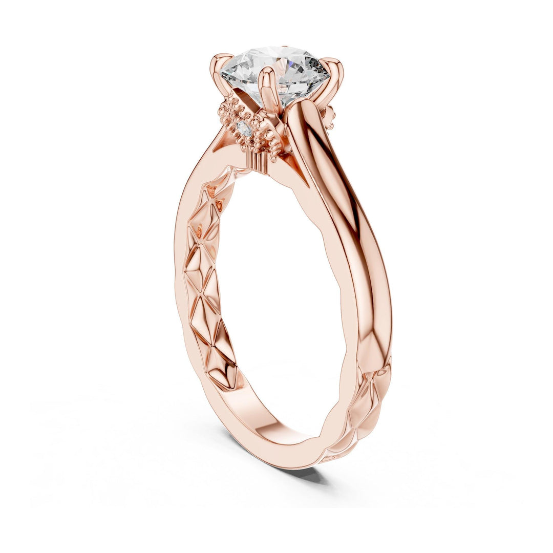 Round Cut Lab Grown Diamond Solitaire Ring, 1.02ct Total, Solid Gold