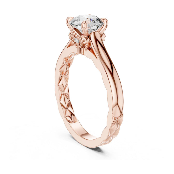 Round Cut Lab Grown Diamond Solitaire Ring, 1.02ct Total, Solid Gold