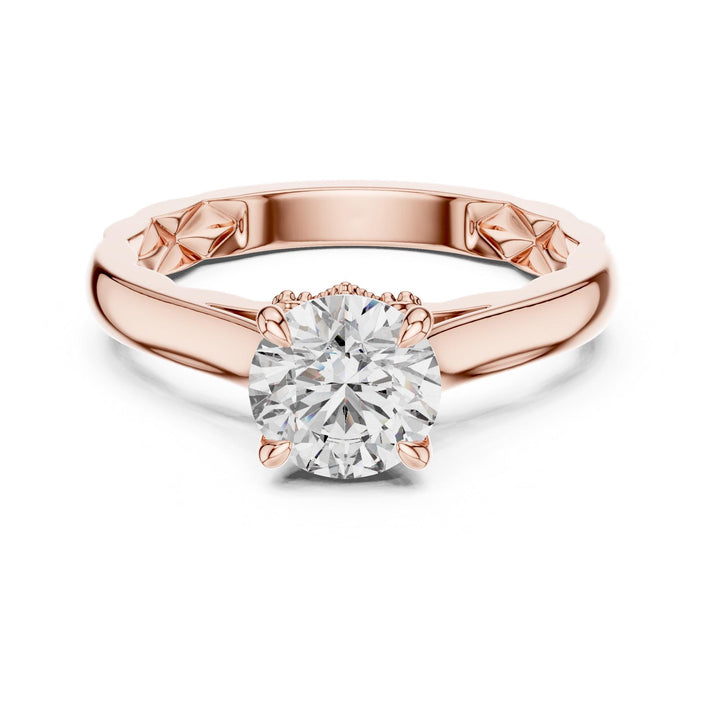 Round Cut Lab Grown Diamond Solitaire Ring, 1.02ct Total, Solid Gold