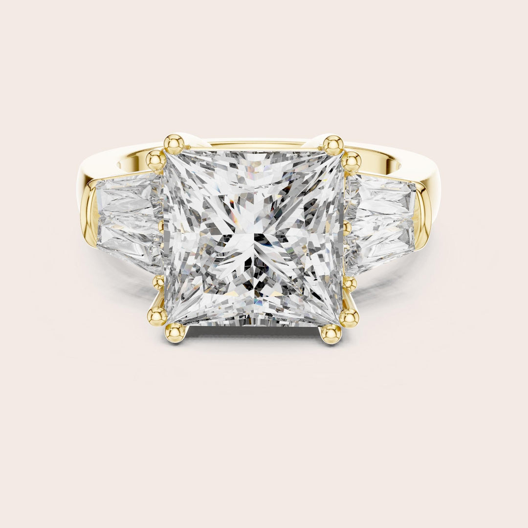 Princess Cut Lab Grown Diamond Cluster Ring, 4.37ct Total, Solid Gold