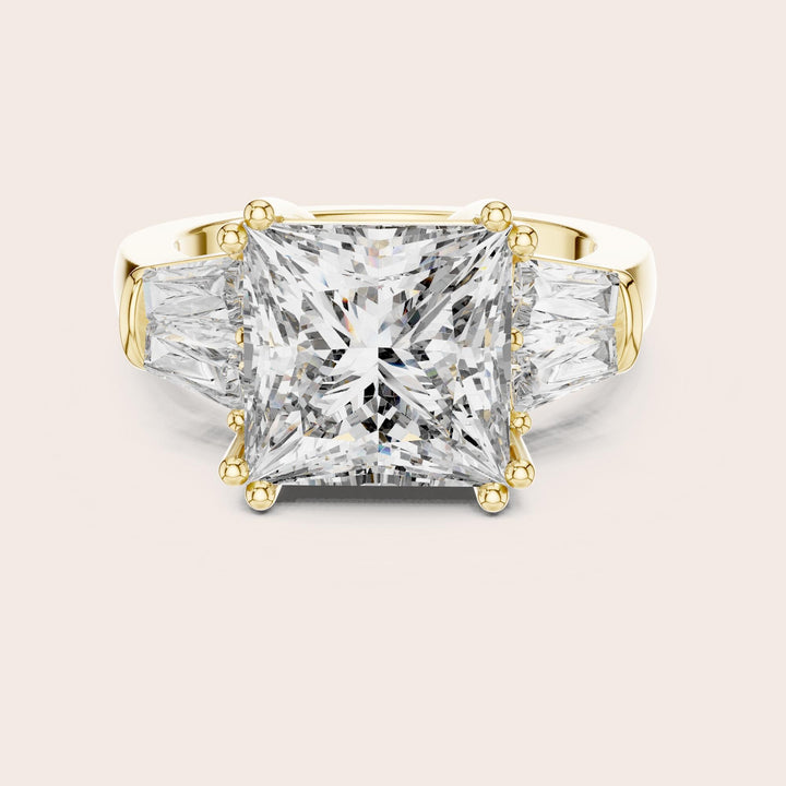Princess Cut Lab Grown Diamond Cluster Ring, 4.37ct Total, Solid Gold
