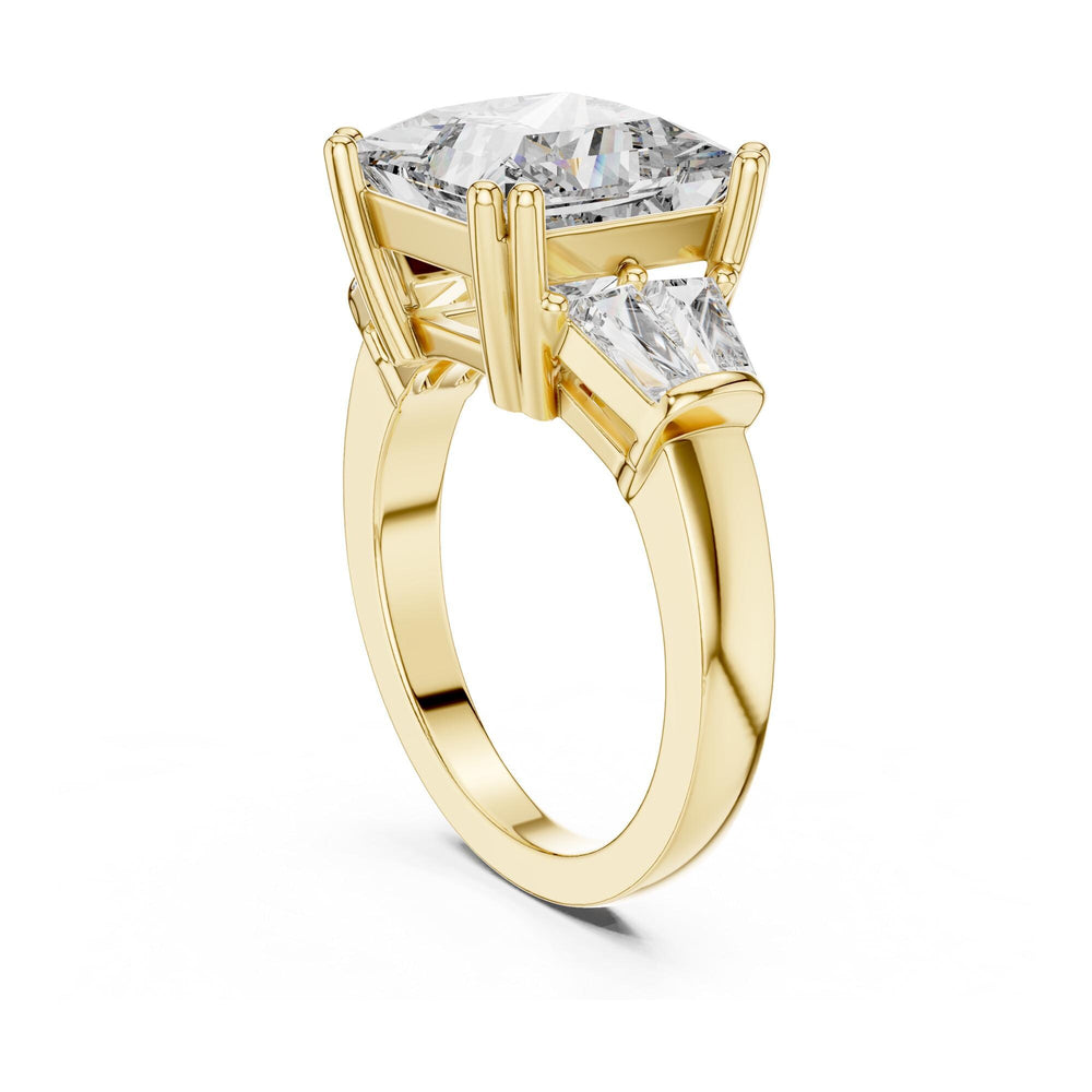 Princess Cut Lab Grown Diamond Cluster Ring, 4.37ct Total, Solid Gold