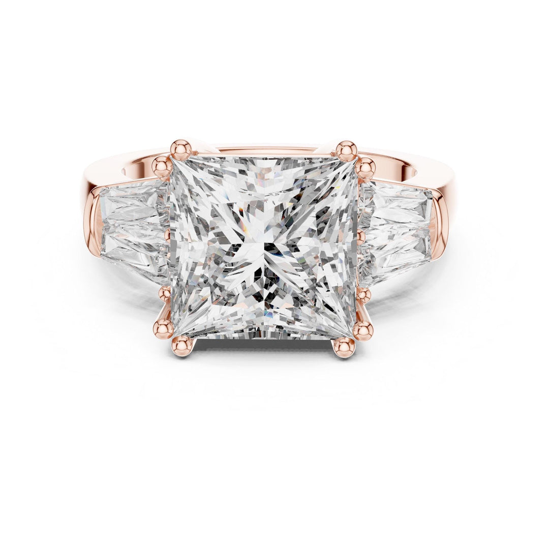 Princess Cut Lab Grown Diamond Cluster Ring, 4.37ct Total, Solid Gold