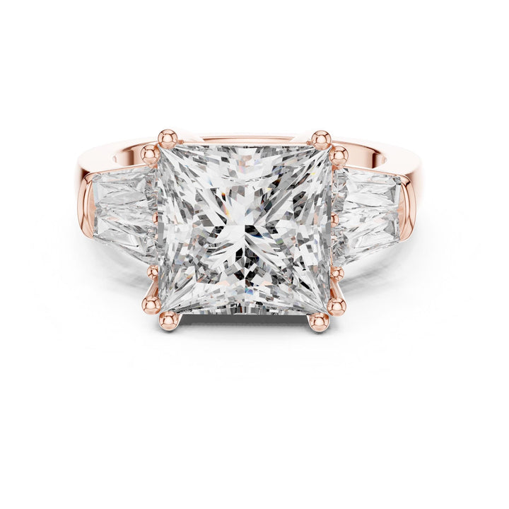 Princess Cut Lab Grown Diamond Cluster Ring, 4.37ct Total, Solid Gold