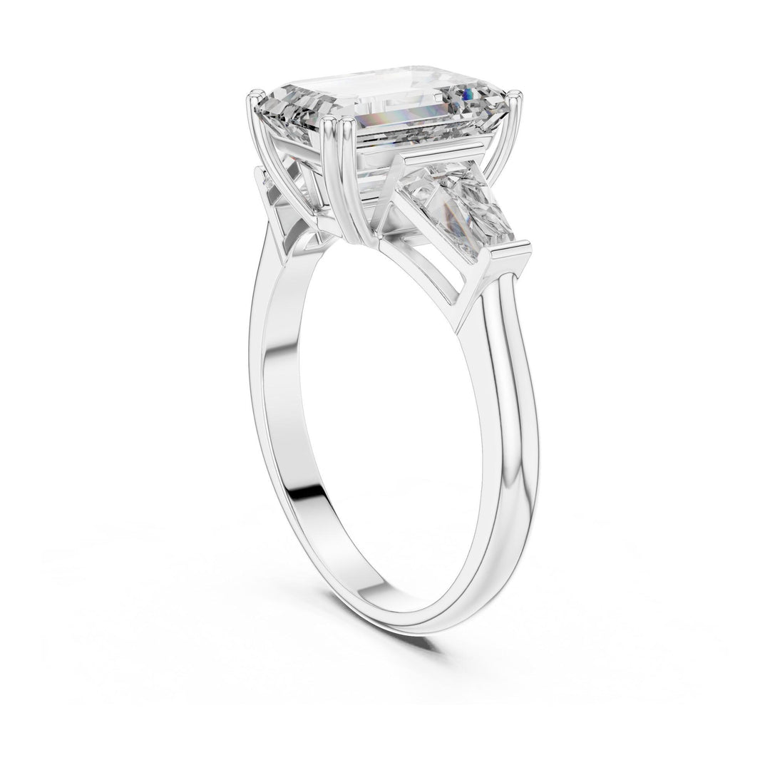 Emerald Cut Lab Grown Diamond Cluster Ring, 3.66ct Total, Solid Gold