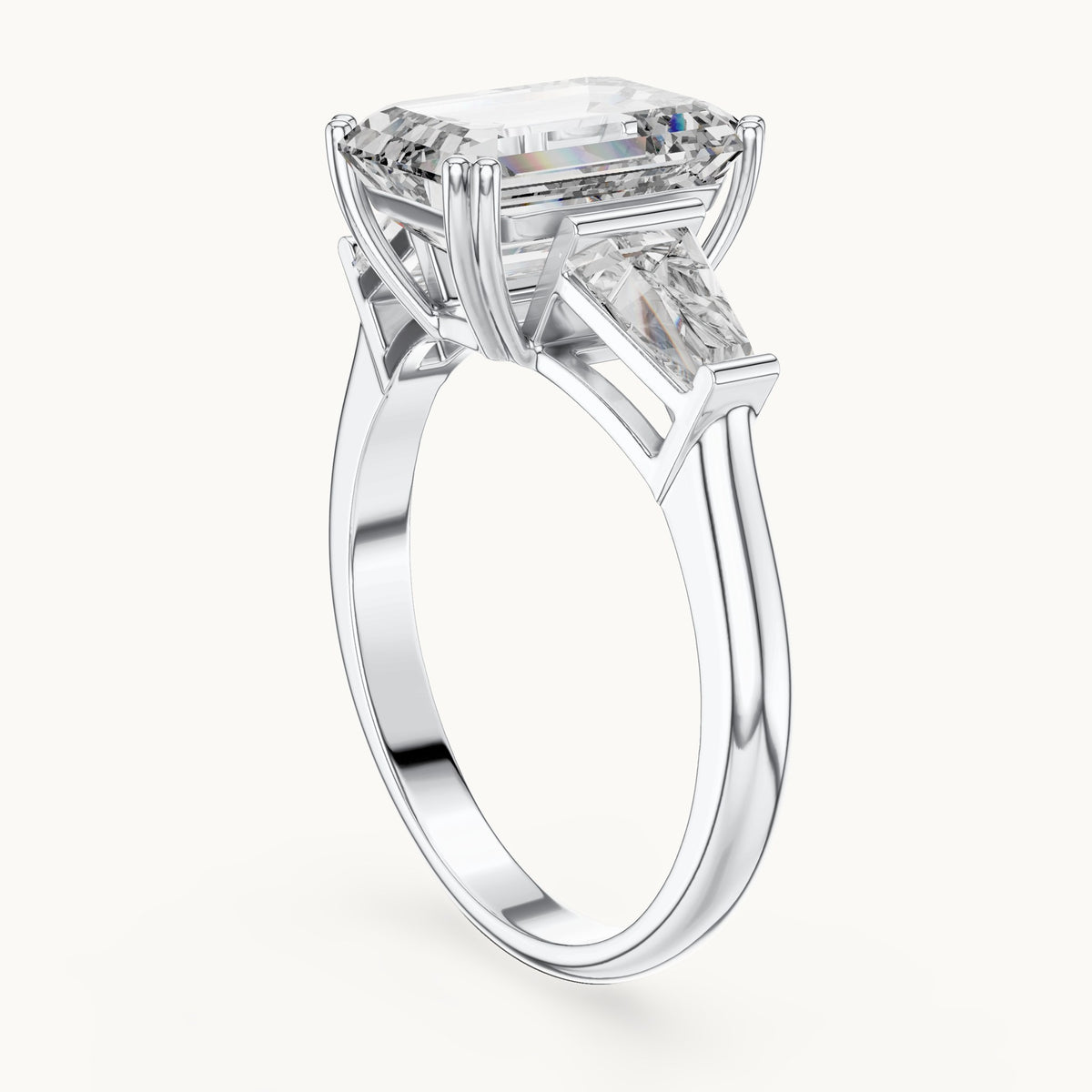 Emerald cut lab-grown diamond cluster ring in 14K white gold, 3.66 CT TW, view 1