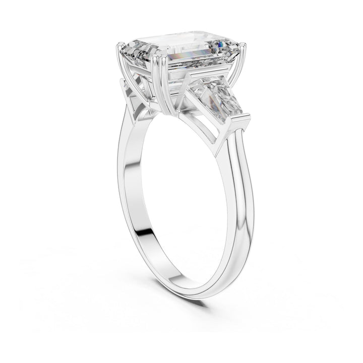 Emerald Cut Lab Grown Diamond Cluster Ring, 3.66ct Total, Solid Gold