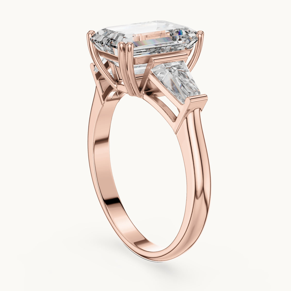 Emerald cut lab-grown diamond cluster ring in 14K rose gold, 3.66 CT TW, view 1