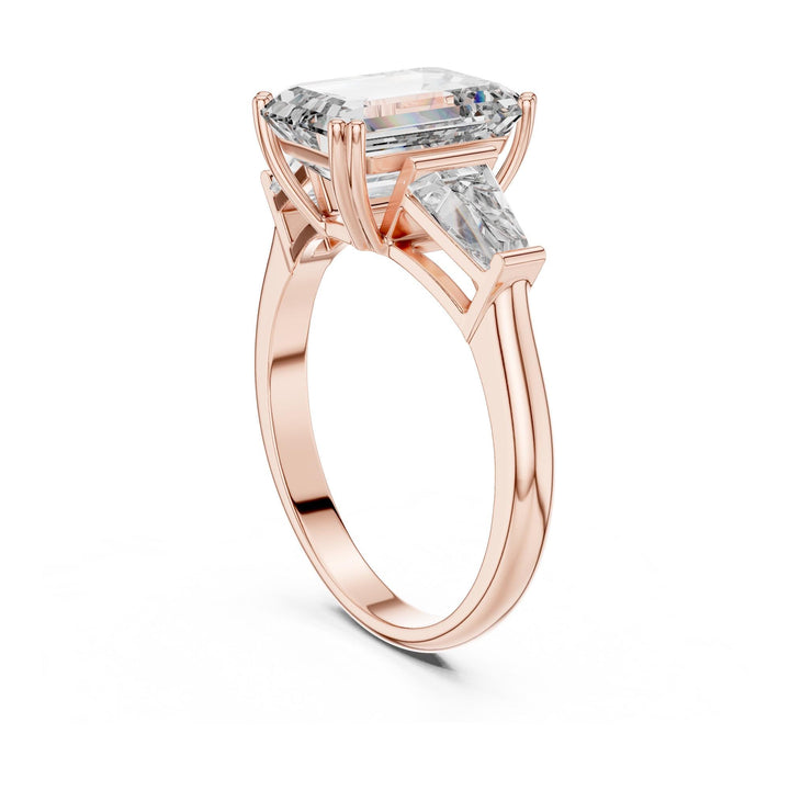 Emerald Cut Lab Grown Diamond Cluster Ring, 3.66ct Total, Solid Gold
