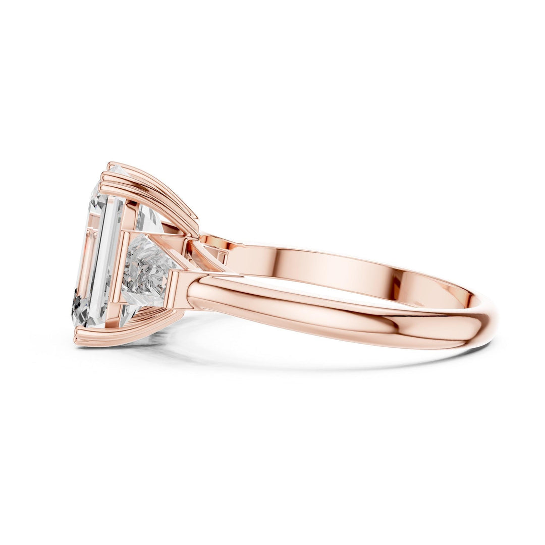 Emerald Cut Lab Grown Diamond Cluster Ring, 3.66ct Total, Solid Gold
