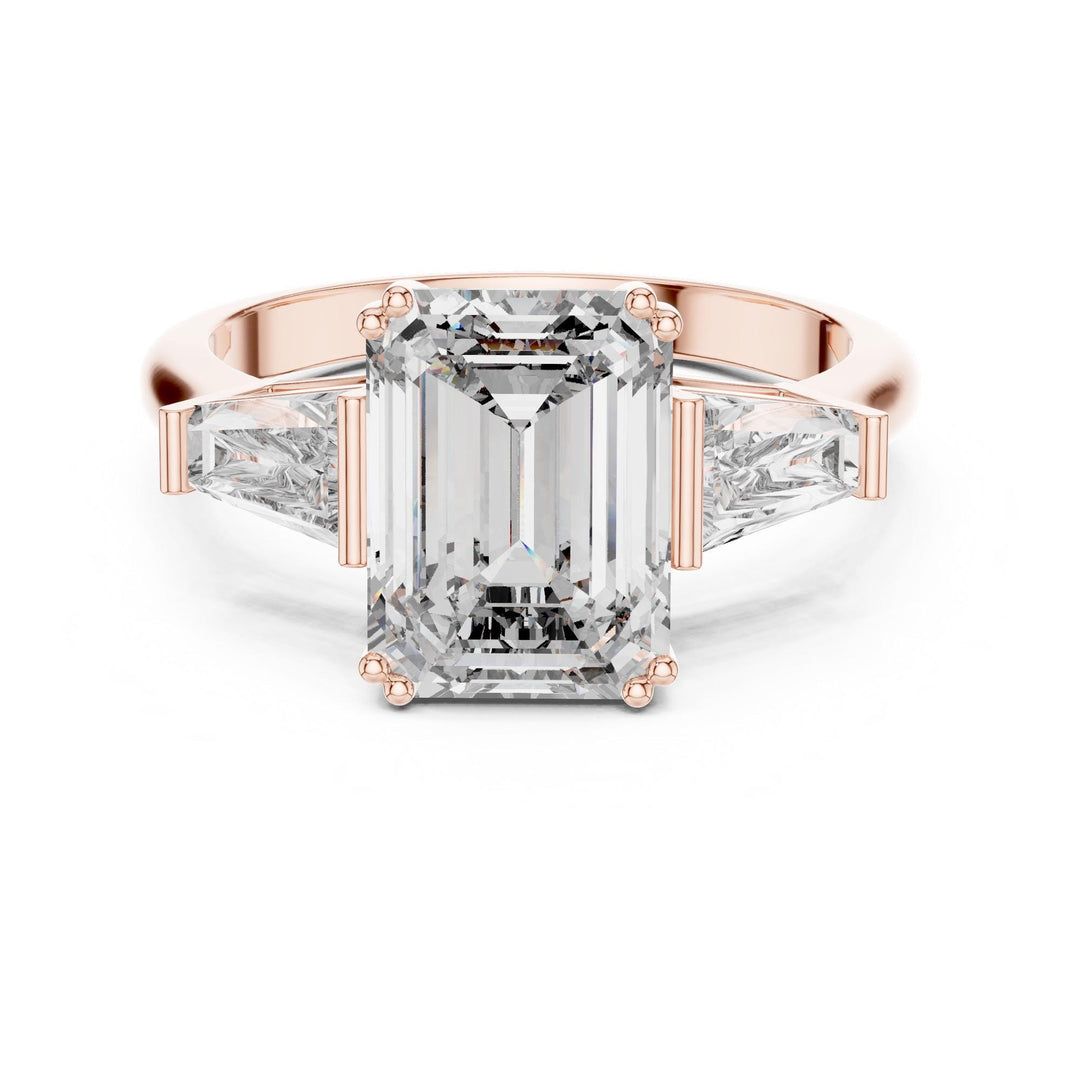 Emerald Cut Lab Grown Diamond Cluster Ring, 3.66ct Total, Solid Gold