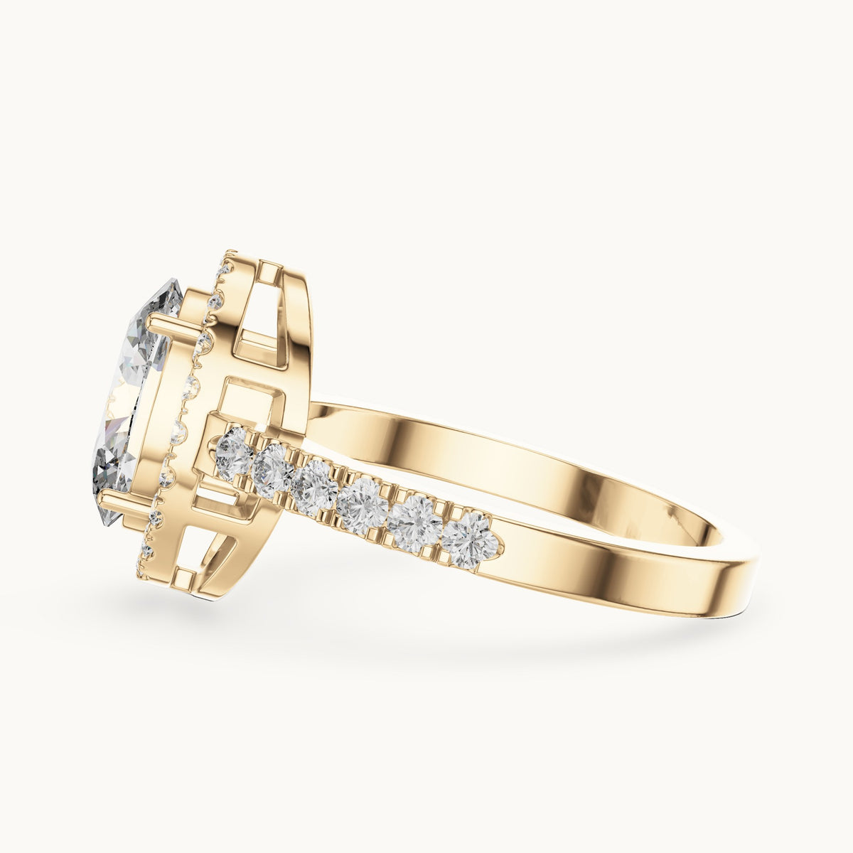 Oval cut lab-grown diamond solitaire ring in 14K yellow gold, 1.53 CT TW, view 3