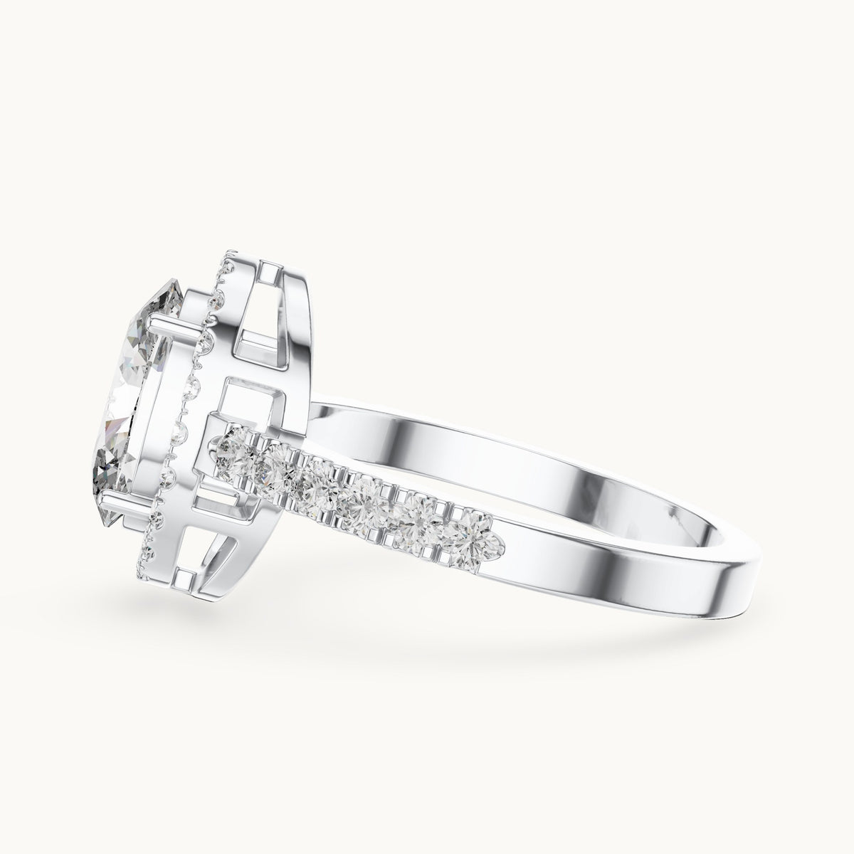 Oval cut lab-grown diamond solitaire ring in 14K white gold, 1.53 CT TW, view 2
