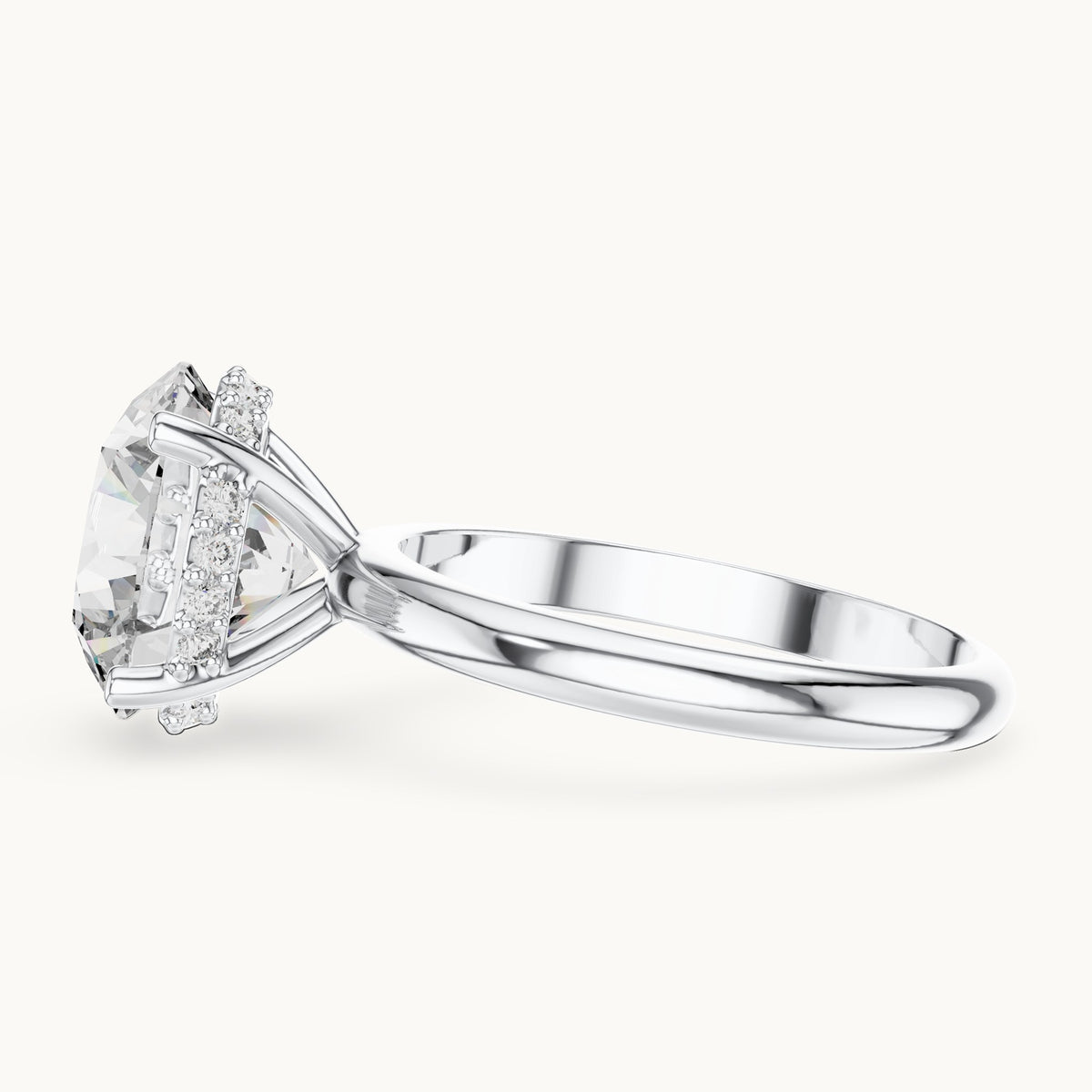 Round cut lab-grown diamond solitaire ring in 14K white gold, 3.89 CT TW, view 2
