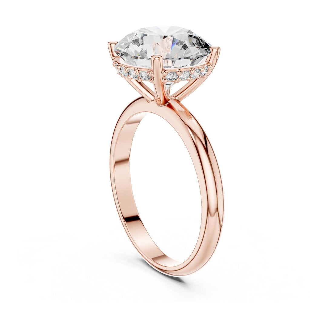 Round Cut Lab Grown Diamond Solitaire Ring, 3.89ct Total, Solid Gold