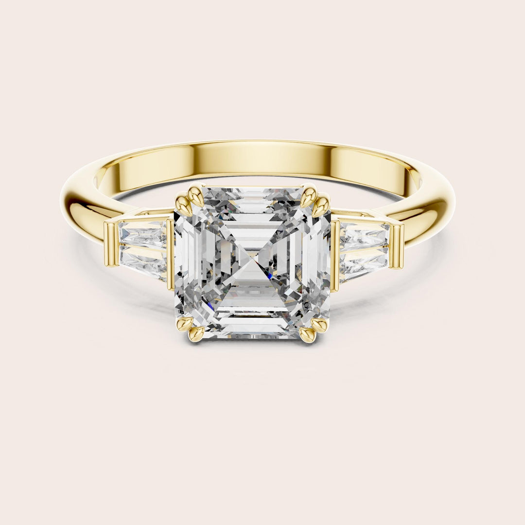 Emerald Cut Lab Grown Diamond Cluster Ring, 1.97ct Total, Solid Gold