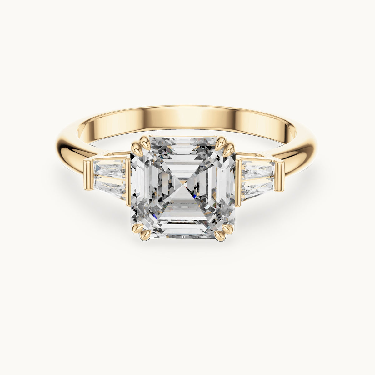 Emerald cut lab-grown diamond cluster ring in 14K yellow gold, 1.97 CT TW, view 1