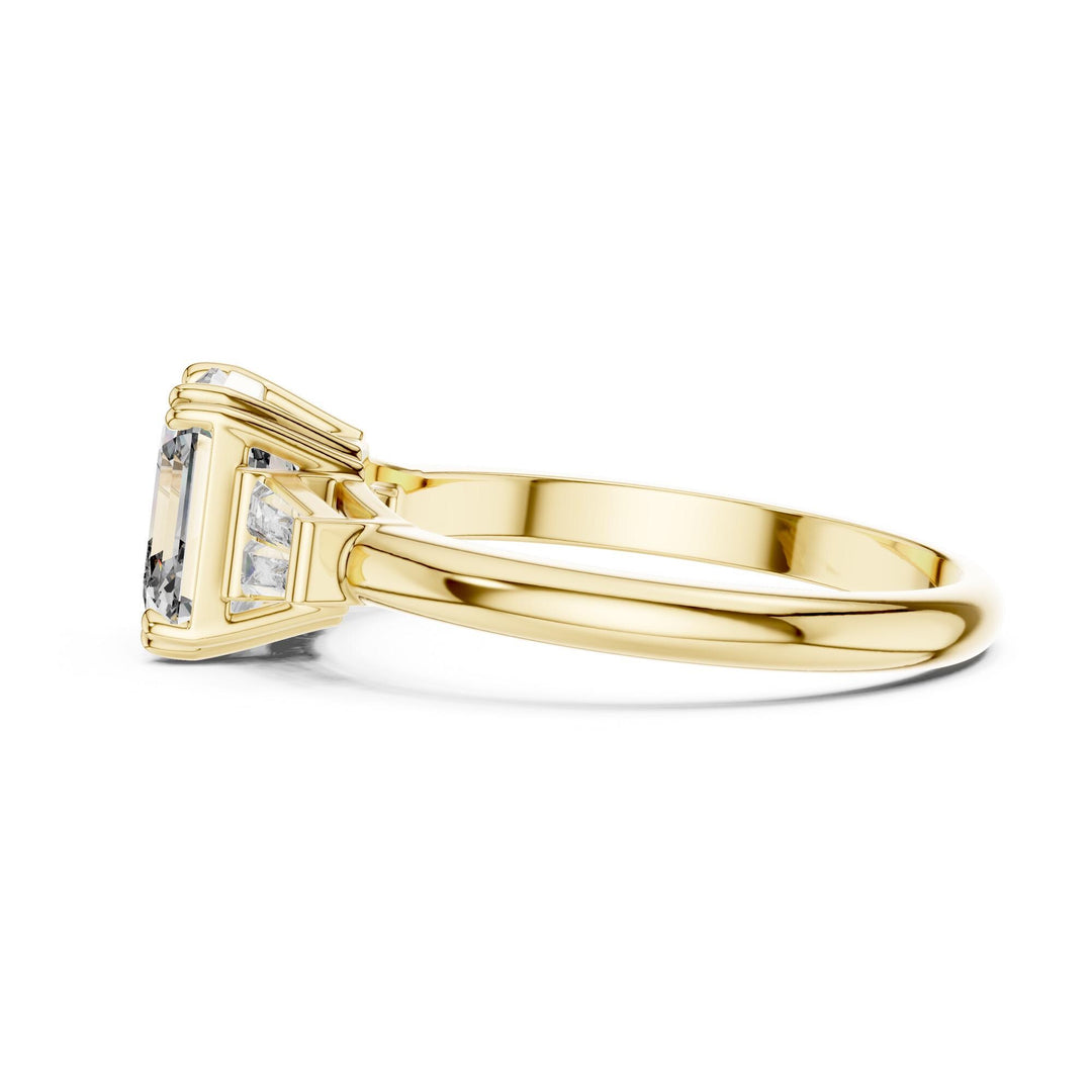 Emerald Cut Lab Grown Diamond Cluster Ring, 1.97ct Total, Solid Gold