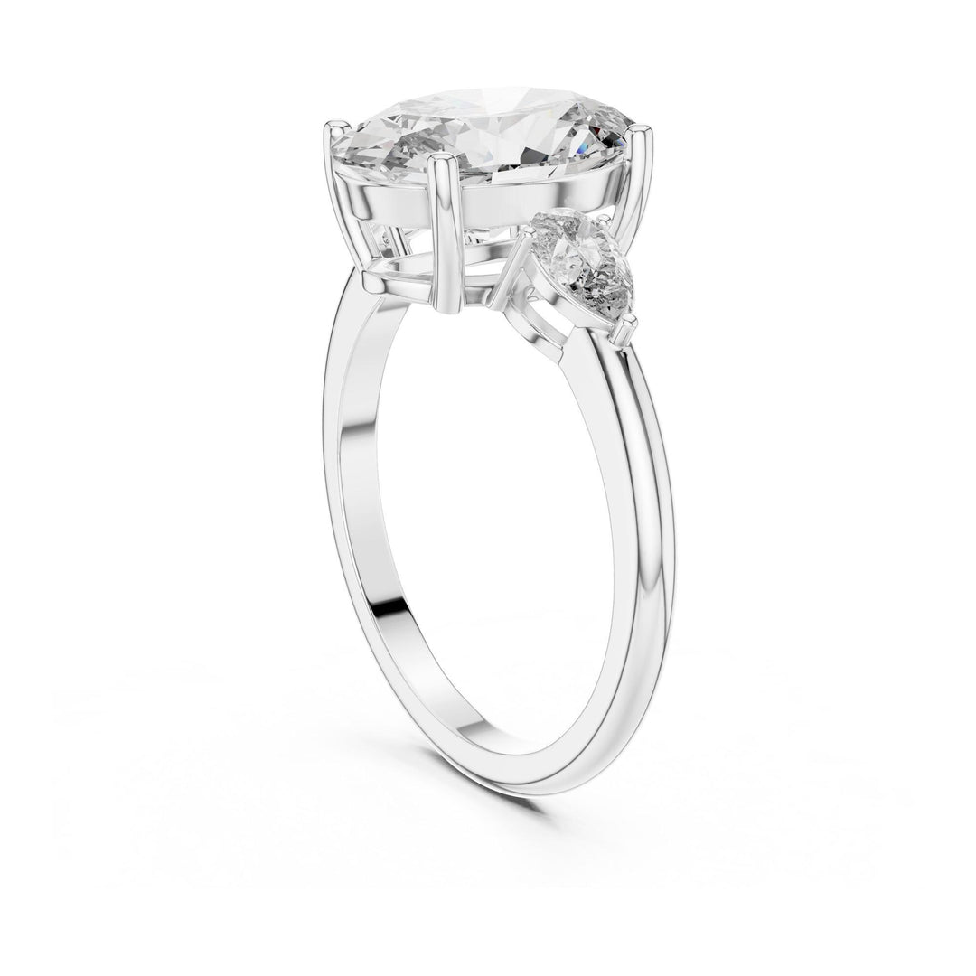 Oval Cut Lab Grown Diamond Cluster Ring, 3.10ct Total, Solid Gold