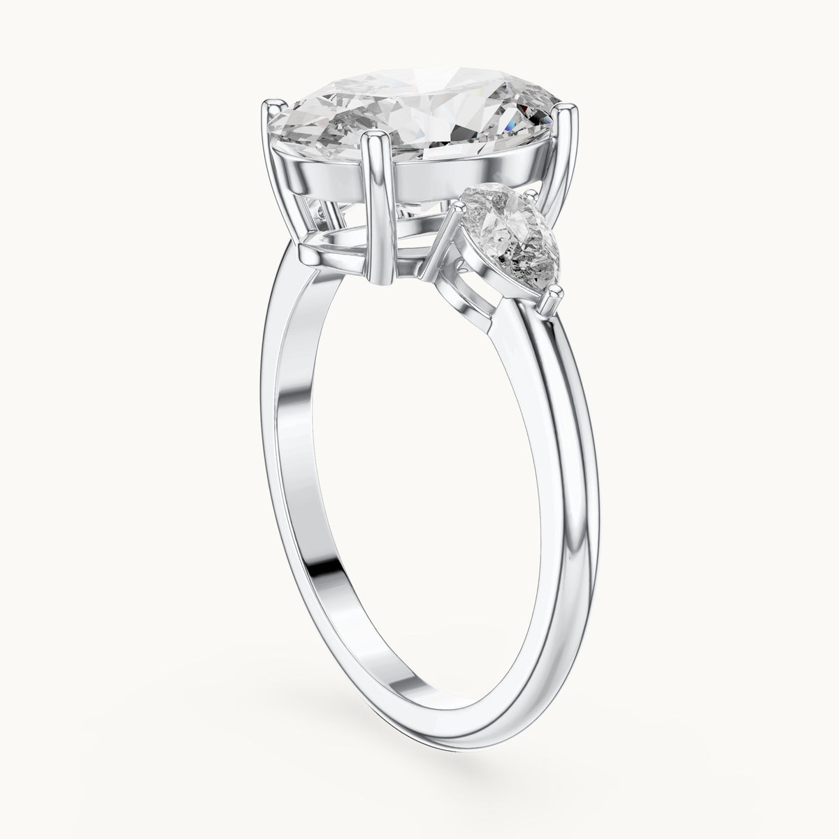 Oval cut lab-grown diamond cluster ring in 14K white gold, 3.10 CT TW, view 1