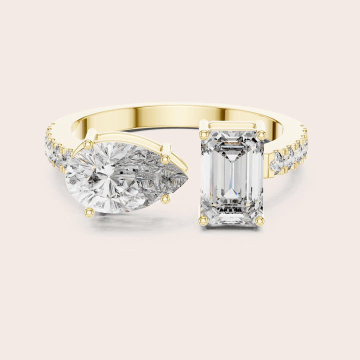 Pear Cut Lab Grown Diamond Solitaire Ring, 2.10ct Total, Solid Gold