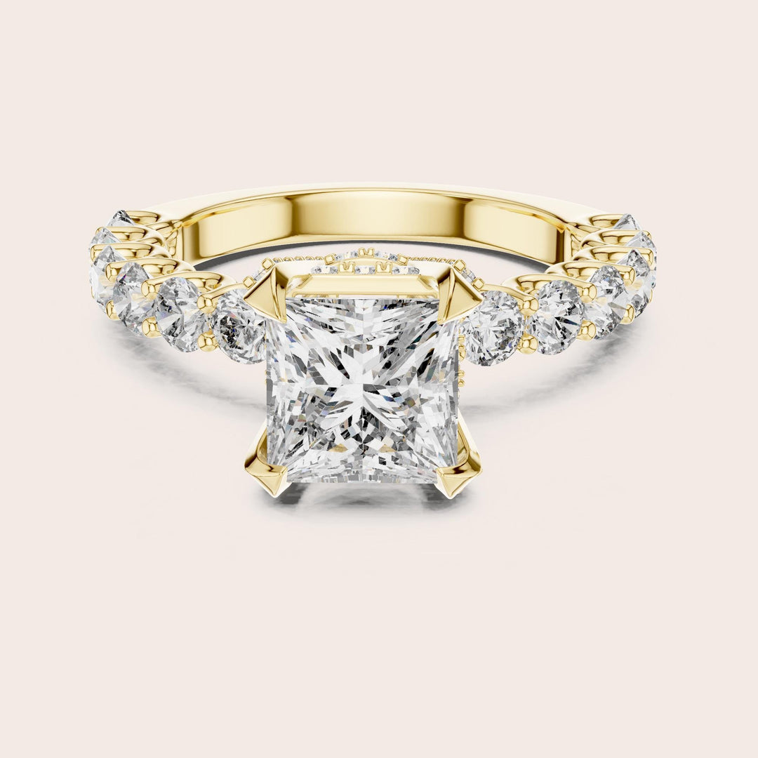 Princess Cut Lab Grown Diamond Solitaire Ring, 3.76ct Total, Solid Gold