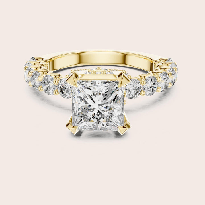 Princess Cut Lab Grown Diamond Solitaire Ring, 3.76ct Total, Solid Gold