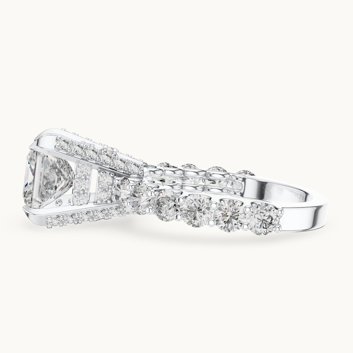 Princess Cut Lab Grown Diamond Solitaire Ring, 3.76ct Total, Solid Gold
