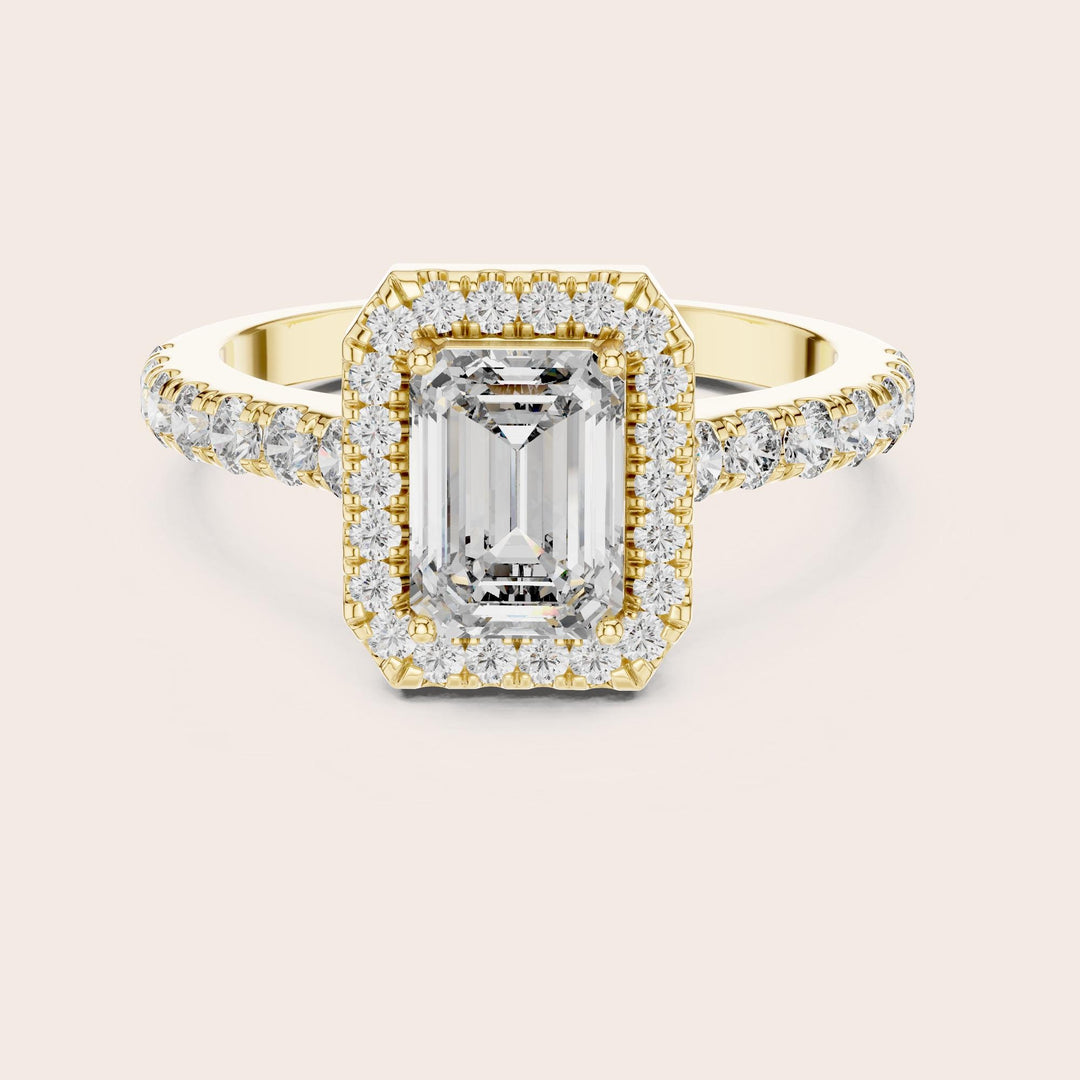 Emerald Cut Lab Grown Diamond Solitaire Ring, 1.66ct Total, Solid Gold