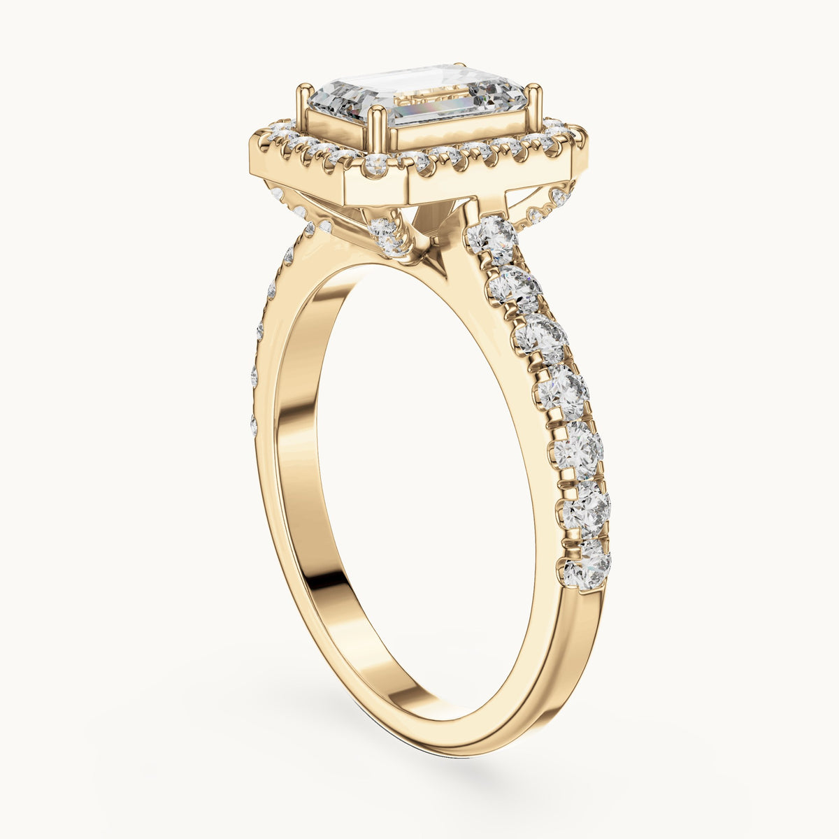 Emerald cut lab-grown diamond solitaire ring in 14K yellow gold, 1.66 CT TW, view 2