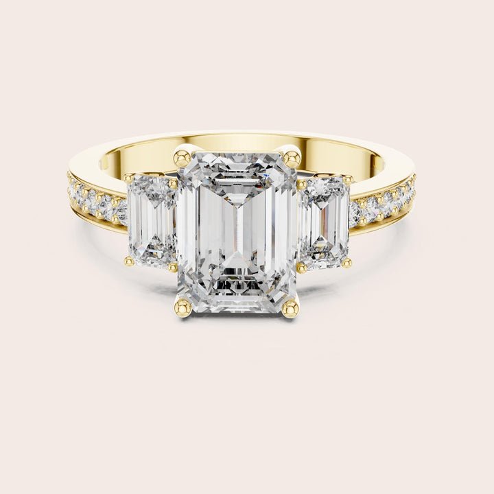 Emerald Cut Lab Grown Diamond Solitaire Ring, 2.66ct Total, Solid Gold