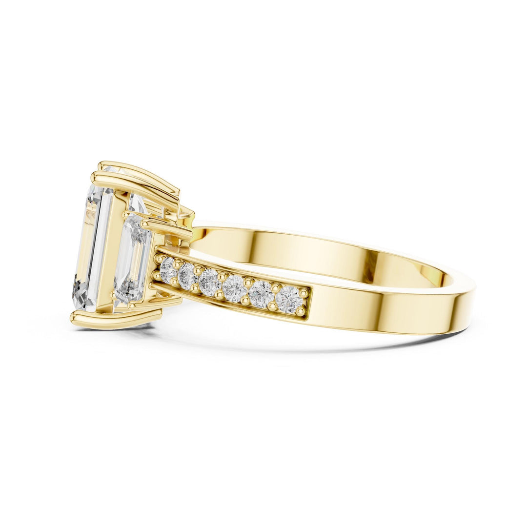 Emerald Cut Lab Grown Diamond Solitaire Ring, 2.66ct Total, Solid Gold