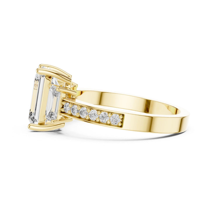 Emerald Cut Lab Grown Diamond Solitaire Ring, 2.66ct Total, Solid Gold