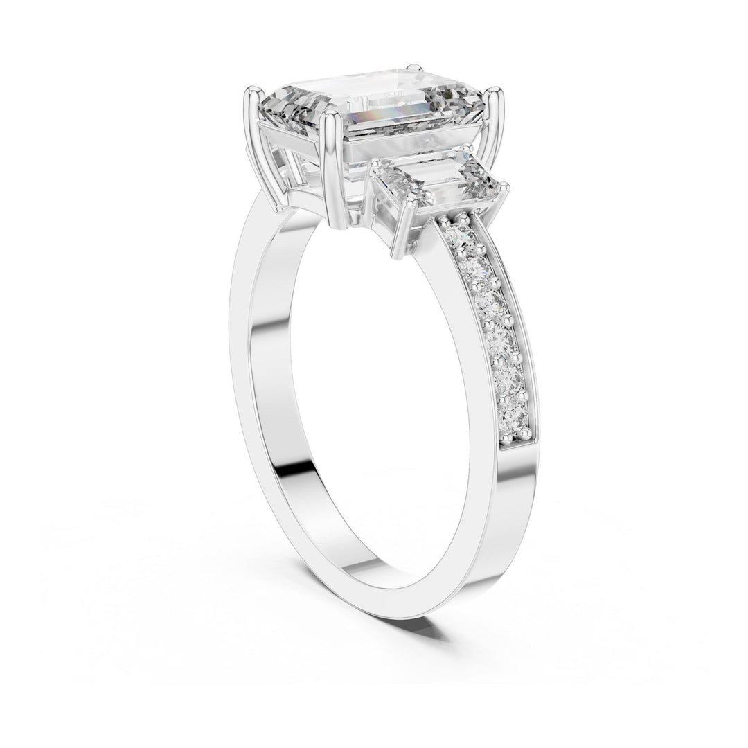 Emerald Cut Lab Grown Diamond Solitaire Ring, 2.66ct Total, Solid Gold