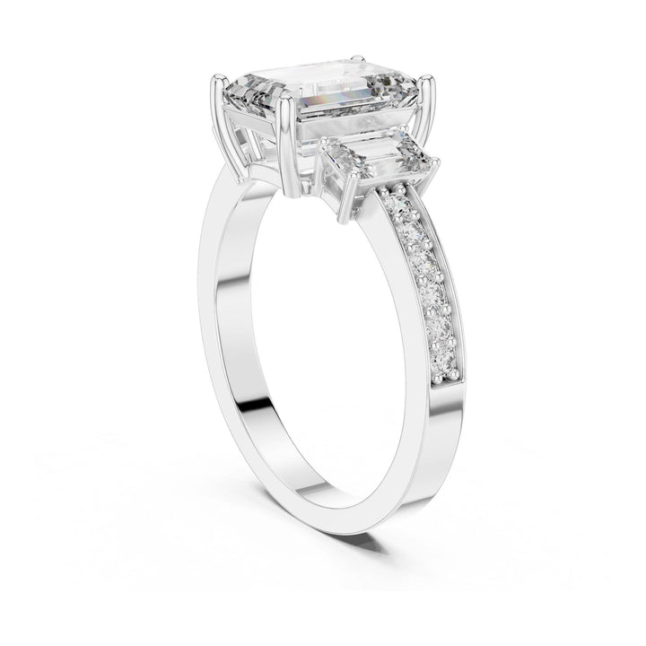 Emerald Cut Lab Grown Diamond Solitaire Ring, 2.66ct Total, Solid Gold